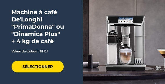 Machine à café De'Longhi "PrimaDonna" ou "Dinamica Plus" + 4 kg de café
