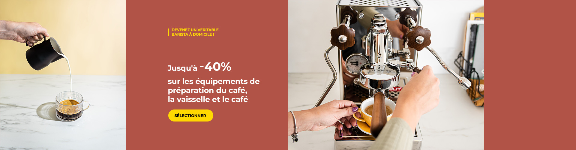 Jusqu'à -40% sur les équipements de préparation du café, la vaisselle et le café
