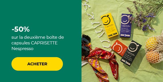 -50% sur la deuxième boîte de capsules CAPRISETTE Nespresso
