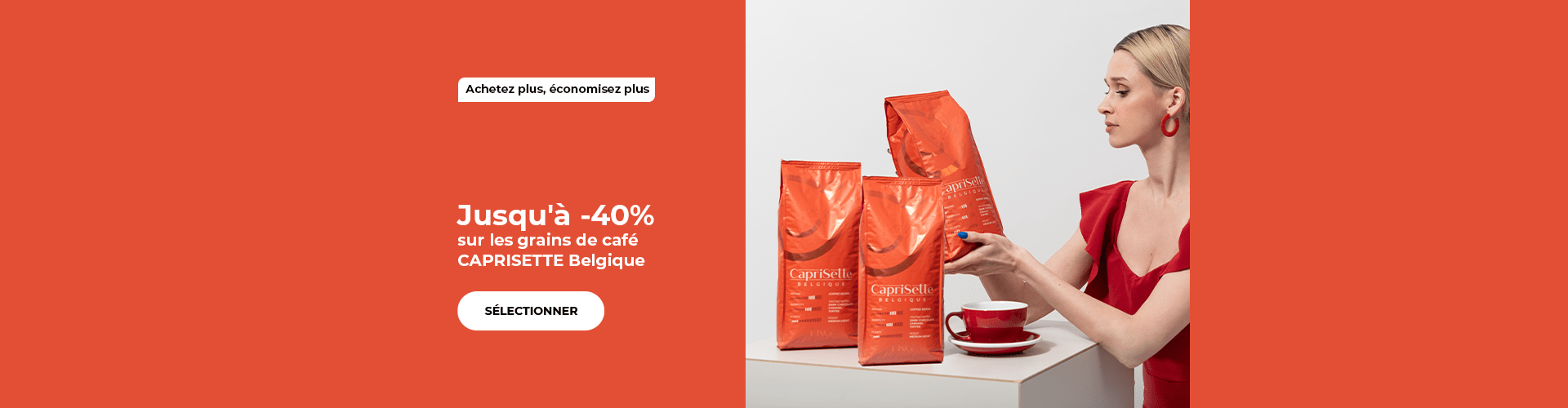 Jusqu'à -40% sur les grains de café CAPRISETTE Belgique