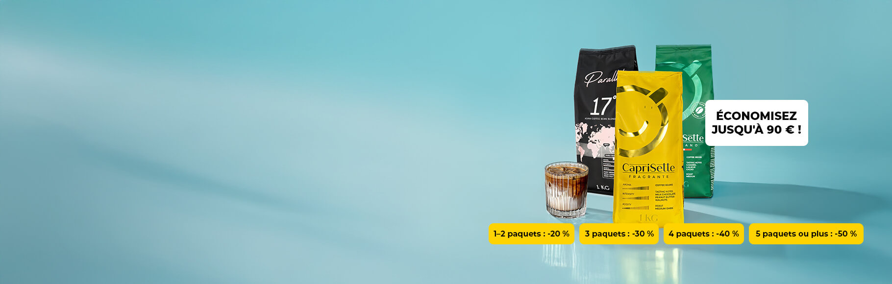 Jusqu'à -50 % sur les cafés CAPRISETTE & PARALLEL 